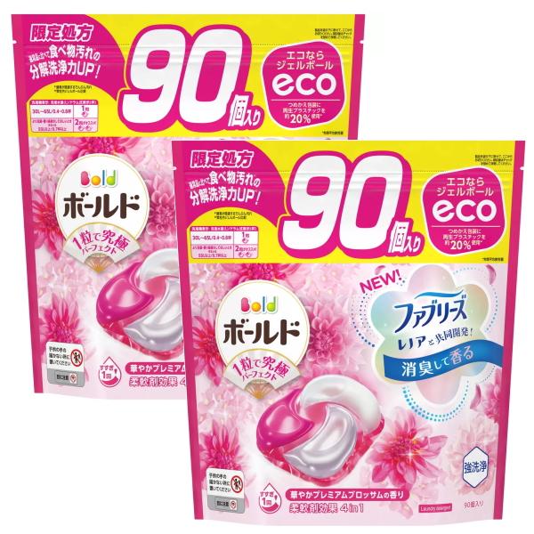 ジェルボール 4D 華やかプレミアムブロッサムの香り 詰め替え 大容量180個 洗濯洗剤 柔軟剤入り 強洗浄 超特大 大容量 90個入×2個セット 5,342円