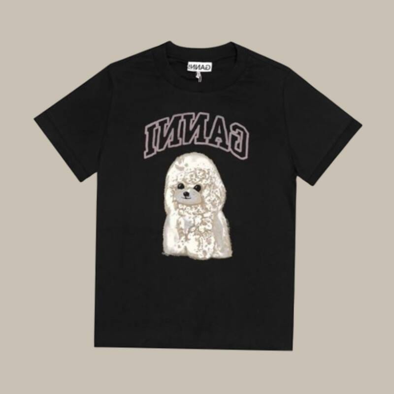 GANNI T4239 252 プードルロゴ ベビーフィット レディース半袖Tシャツ