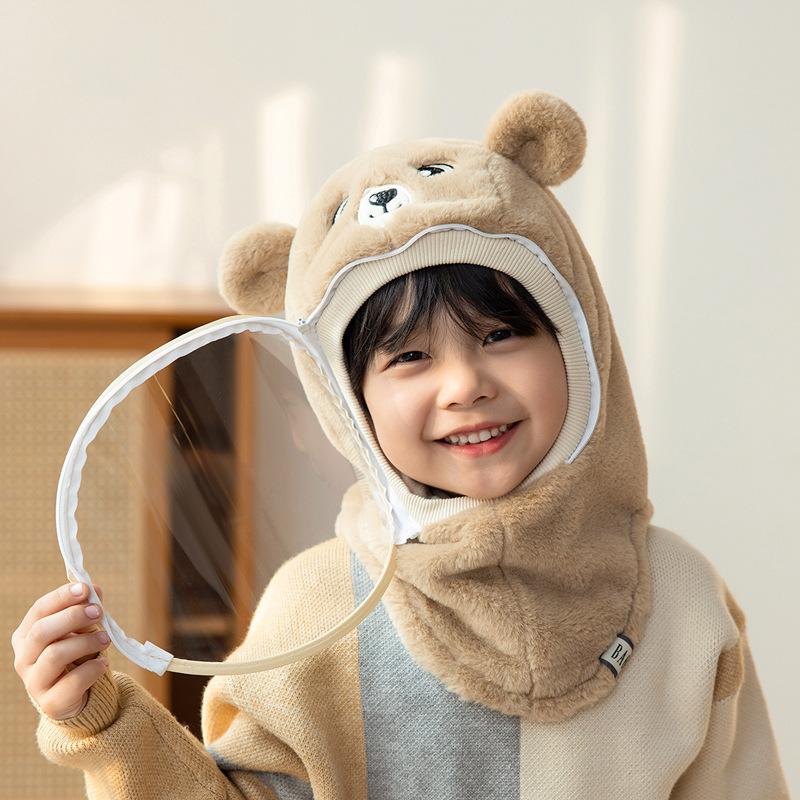 【急速出荷!】ネックウォーマー フード 帽子 キッズ マフラー マスク付き フェイスシールド あったかい 防寒 防風 子供用 リバーシブル もこもこ ふわふわ おしゃれ