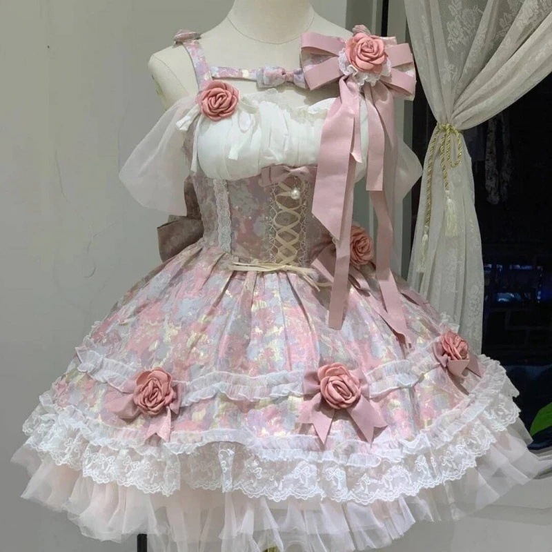 【急速発送】夏の新作韓国版ピンクの乙女心ジャカードの肌理感ファッションウエストを収めたスリムなワンピーススカート女性秋の万能アイテム