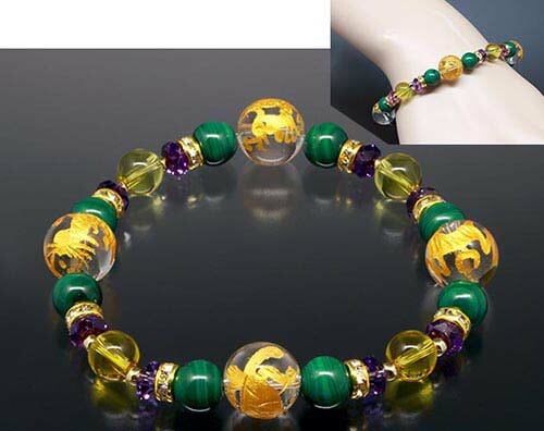 マラカイト四神獣ブレスレット(メンズタイプ)[ ブレスレット 天然石 パワーストーン 開運 開運グッ