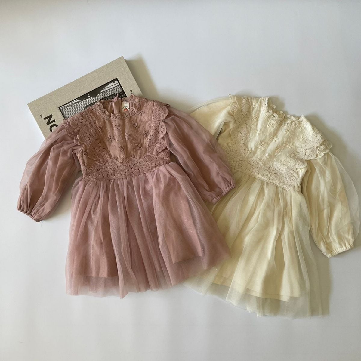 【即日発送】キッズ ジュニア 女子 ドレス ワンピース gerbera dress チュール バルーン スリーブ レース 刺繍 フリル 可愛い 90cm 100cm 110cm 120cm 130cm