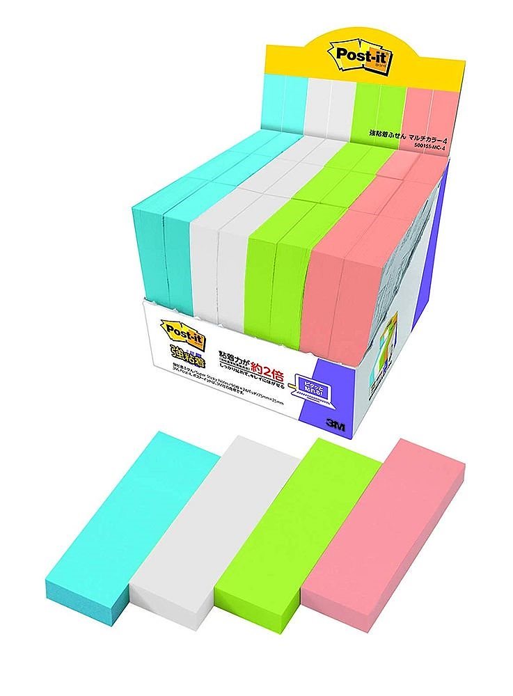 （まとめ買い）ポストイット 強粘着ふせん マルチカラー4 増量パック 75x25mm 90枚x24パッド 5001SS-MC-4 [x3]