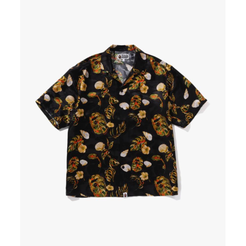 BAPE Vacation Pattern Open Collar Shirt M BLACK 001SRL30