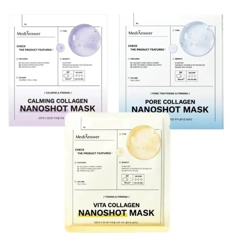 [新作]コラーゲン ナノショット マスク 3種 10枚 #カーミング #ビタ #ポア