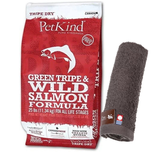 ペットカインド グリーン トライプ＆ワイルド サーモン 11.34kg【犬想いオリジナル今治ハンドタオルプレゼント】【タオルカラー モカ】 14,630円