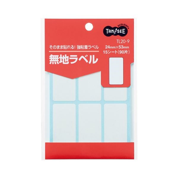 （まとめ） TANOSEE 無地ラベル 2453mm 1パック（90片：6片15シート） 100セット