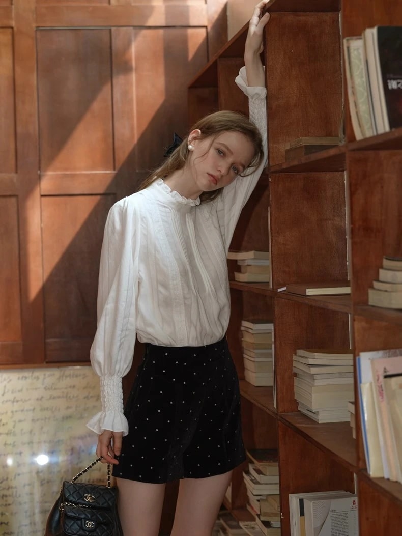 ドット ショート丈 ポケット ファスナー ショート・ハーフパンツ [ブラック]