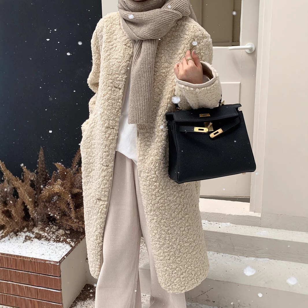 怠惰なスタイルのイミテーションシェルパファーオールインワンポケットシングルブレストロング厚手コート付き高級冬涼しい服装 5,099円