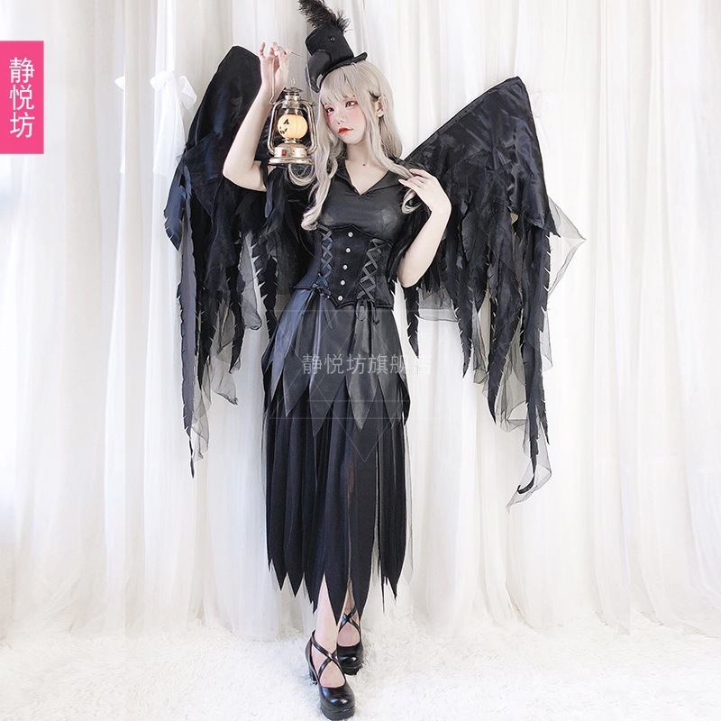 ハロウィン大人用コスチューム悪魔魔女衣装ダークエンジェルコスプレゴシック魔女ヴァンパイアロングドレス