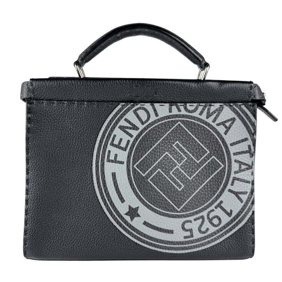 フェンディ FENDI ハンドバッグ ピーカブーフィット ミニ レザー ブラック/グレー シルバー メンズ 7VA422-A4BH z8864