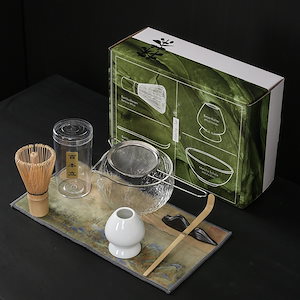 ガラス抹茶茶器セットにカラーボックス茶碗茶碗茶碗立百本立茶碗セット