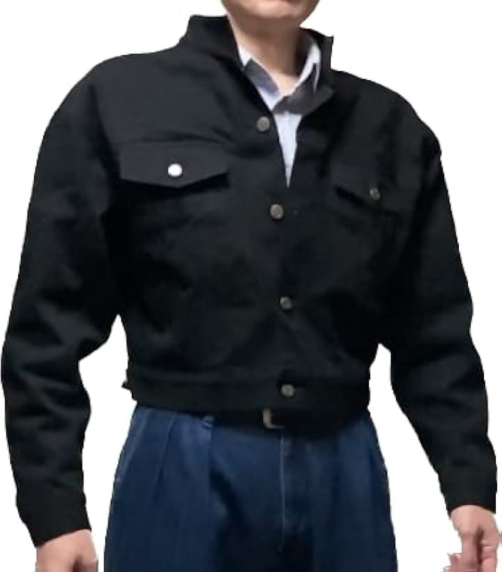 ５センチショート丈のGジャン デニムジャケット(ブラック, 3L)