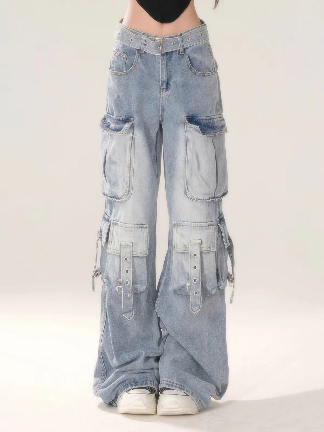 ワイドパンツ 着痩せ ワイドパンツ Y2K ワイドパンツ ポケット vibe ダメージデニムパンツパンツデニムジーンズ