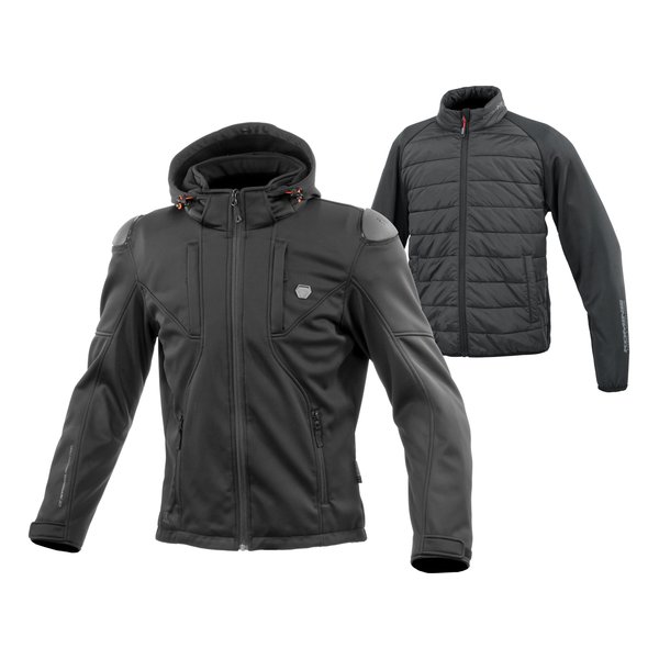 バイク用 秋冬 ハイプロテクトソフトシェルシステムパーカ セット ブラック/XL