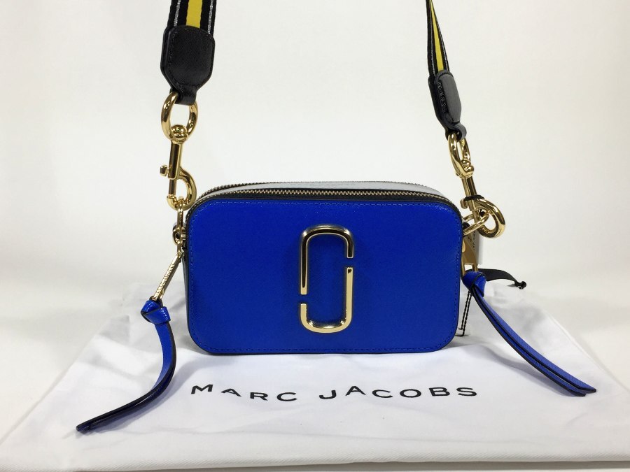 ショルダーバッグ スナップショット レザー ブルーイエローグレー 【中古品】