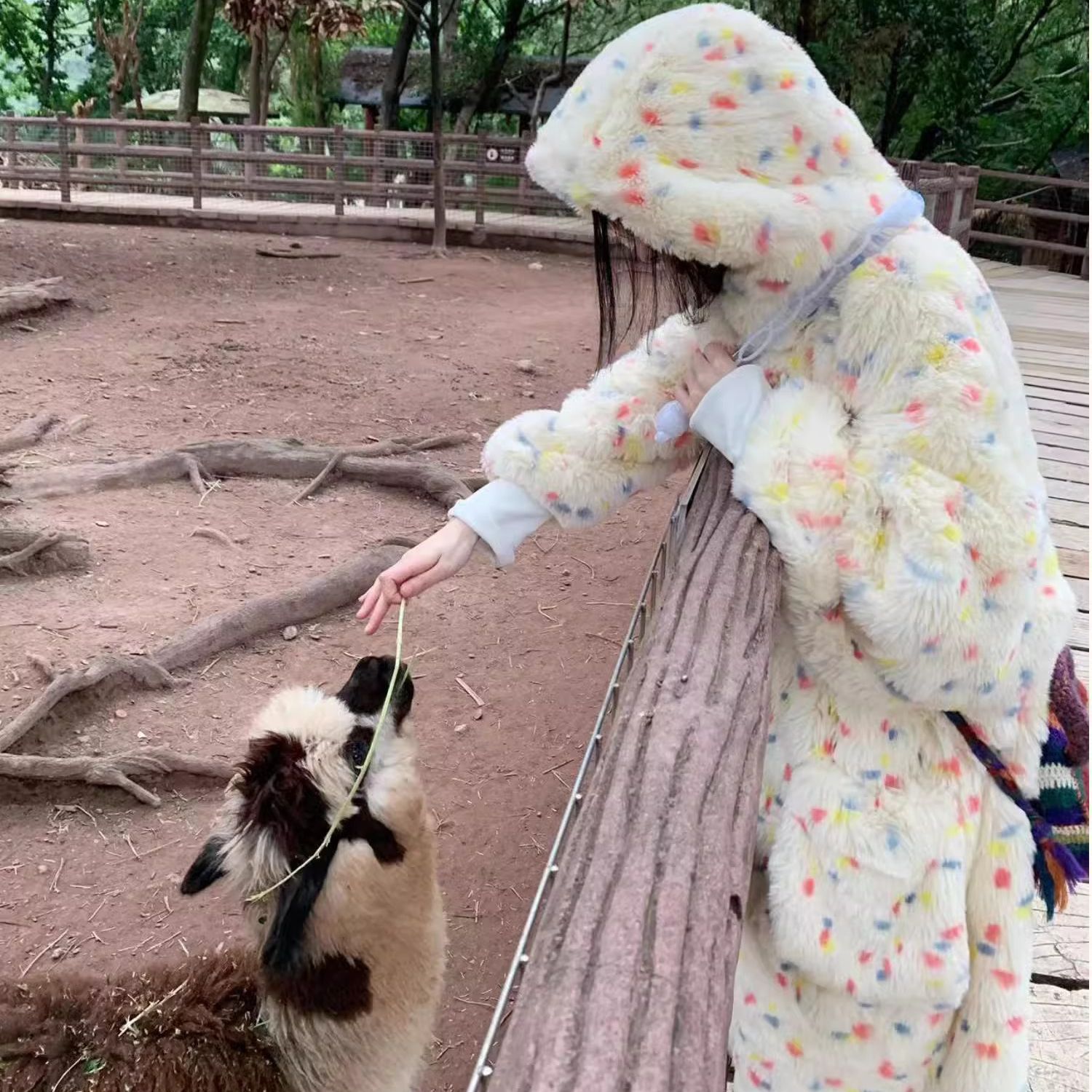 デュフルーツグミ若い環境に優しいウサギぬいぐるみ超暖かいホーンバックルファーフード付き肥厚コート女性の冬