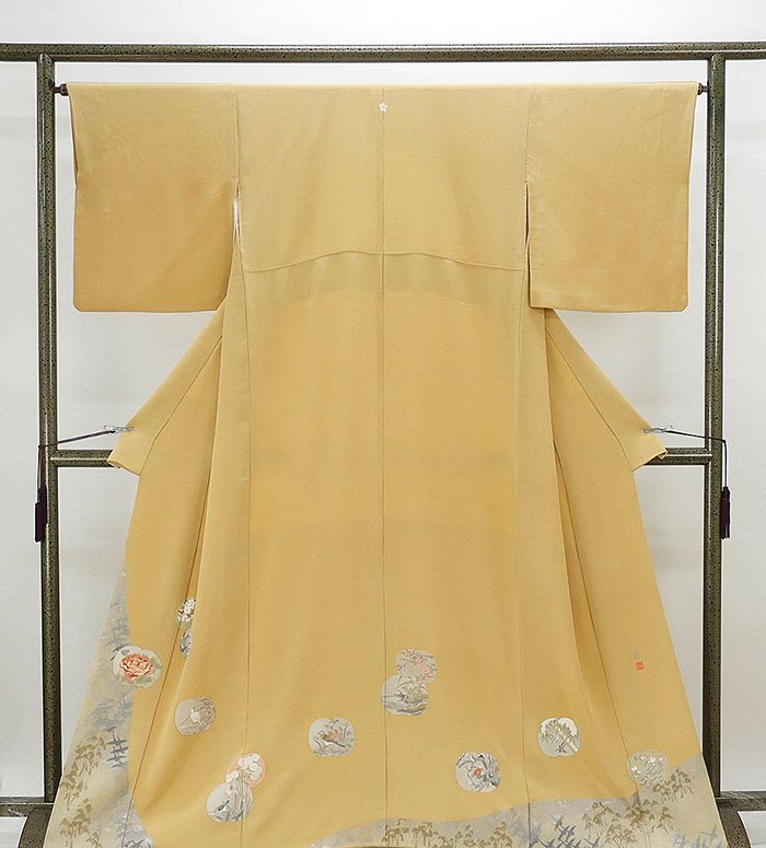 色留袖 正絹 松尾光琳 花鳥模様 身丈161.5cm 裄丈64.5cm 色留袖 一つ紋 リサイクル 29,800円