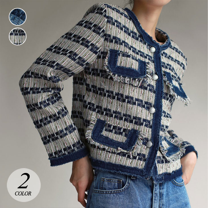 【2025新作 急速出荷】デニムステッチ クロップド丈 ジャケット レディース 秋 デニム ジャケットコート ショート丈 お洒落 カジュアル 長袖 トップス アウター ライトアウター 韓国ファッション 7,804円