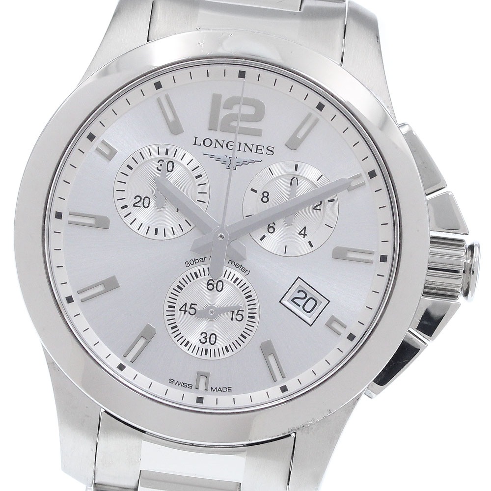 ロンジン LONGINES L3.379.4.76.6 コンクエスト クロノグラフ デイト クォーツ メンズ 箱・保証書付き_949097【中古】