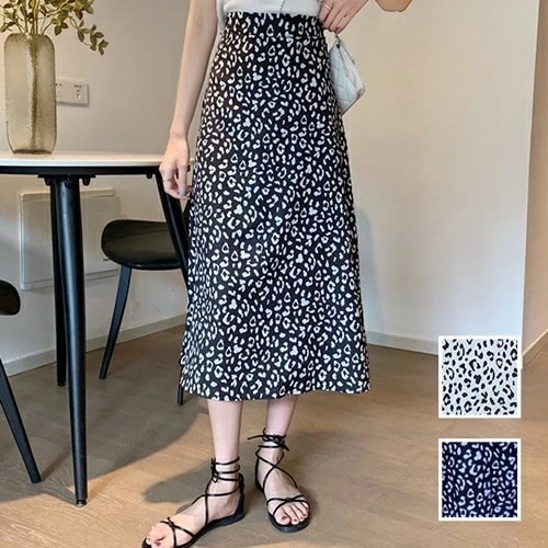 スカート ボトムス 韓国 ファッション レディース 春 夏 カジュアル コーデ シンプル 定番 セレカジ 20代 30代 40代 2025 バイカラー レオパード フレアスカート 着回し