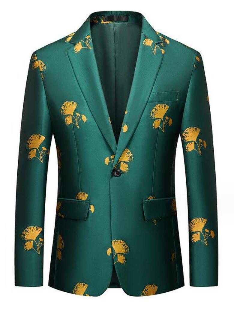 クラブ コント プリント テーラードジャケット パーティー ホスト メンズフォマールスーツジャケット 舞台スーツ 司会者 花柄 シングルボタン 結婚式 メンズタキシード 余興 舞台衣装 男性ステージ