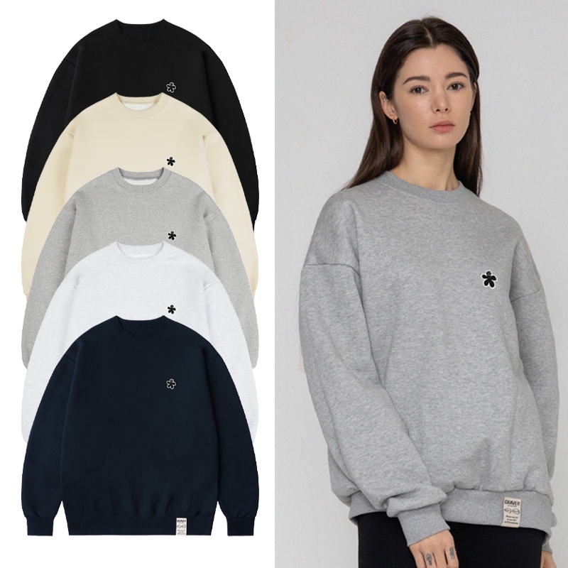 [UNISEX]Black odd flower embroidery sweatshirt_5color 5,178円