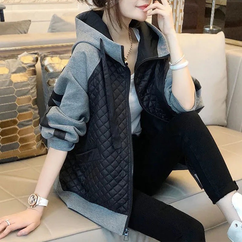 スタジャン ジャケット レディース ジャケット ブルゾン 春コート アウター 秋服 カジュアル韓国風 フード付きバーカー 大きいサイズジャージ