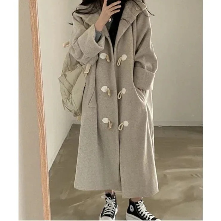 フードロングダッフルコート/2024防寒