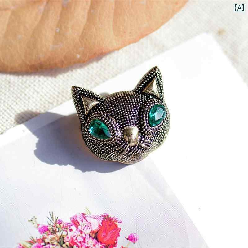 猫 ブローチ かわいい スーツ アクセサリー レディース 動物 胸飾り 装飾品 ファッション レトロ 精巧 頭 ヒョウ ヘッド シャツ 襟ピン 会議 イベント 女性