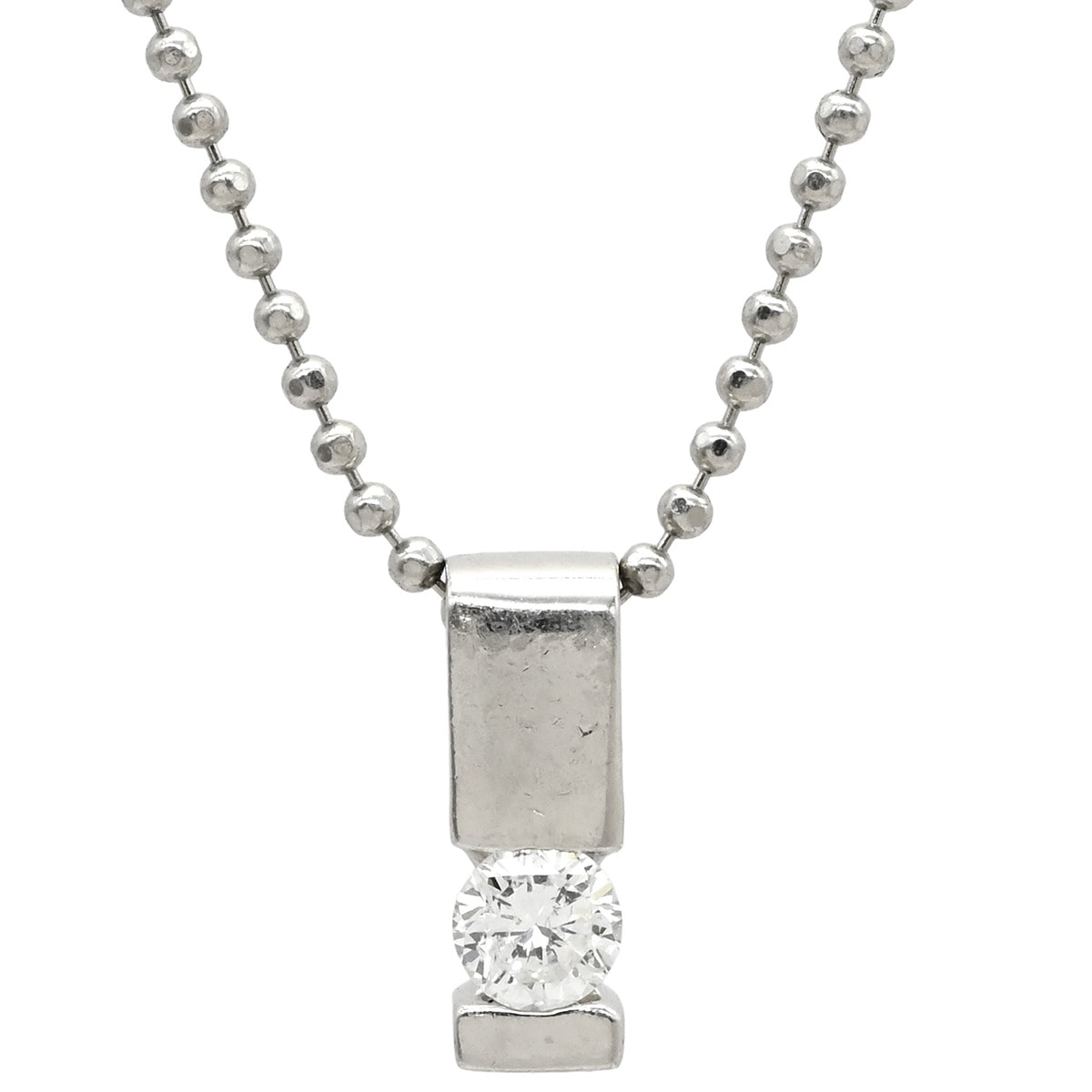 ネックレス ダイヤ ペンダント プラチナシルバー Pt850×Pt900 プラチナム 1P 1石 1粒 【中古】