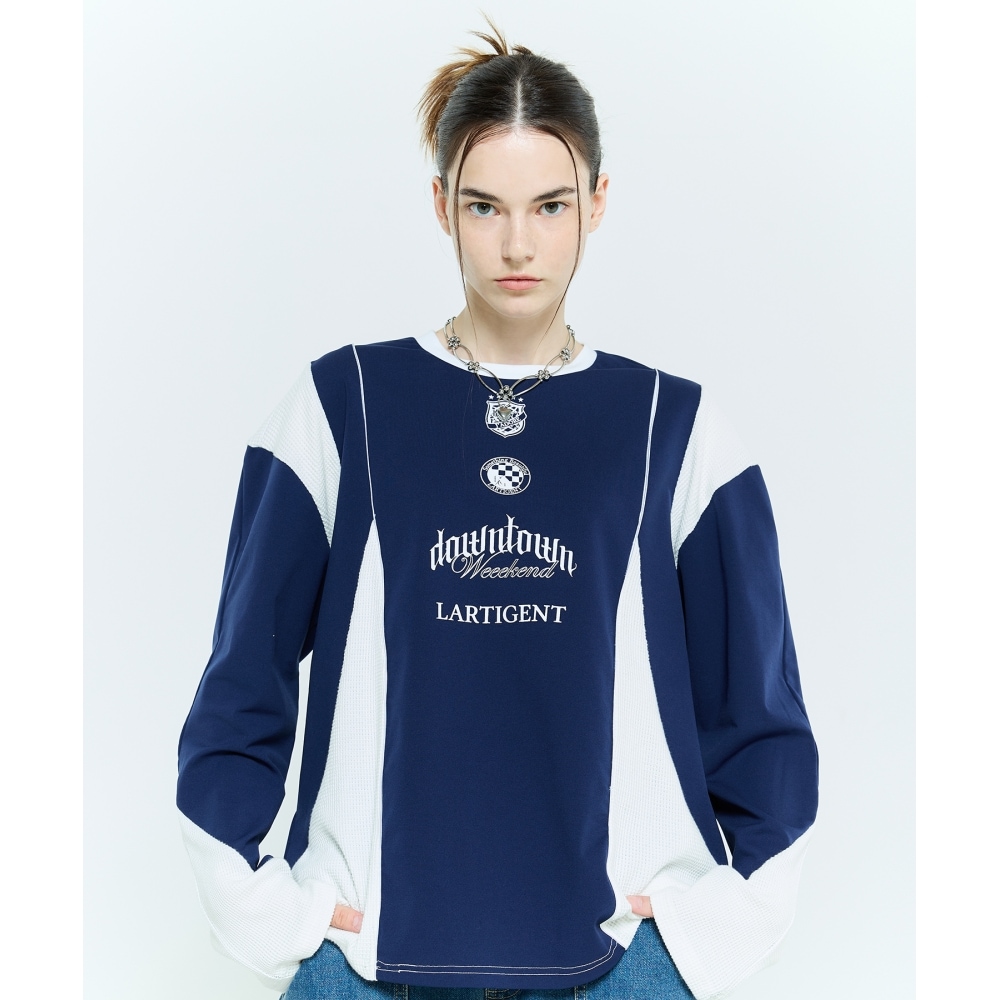 LARTIGENT L6 ブロックジャージトップ (ネイビー)