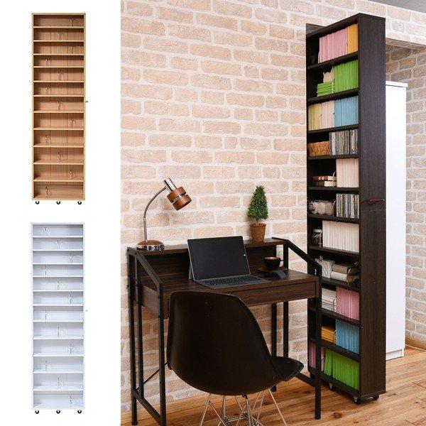 本棚 キャスター付き 薄型 スリム 大容量 移動できる 収納棚 オープンラック 取っ手付き すき間収納 隙間 活用 1cmピッチ 可動棚 サイズ 微調整 おしゃれ 北欧 13,416円