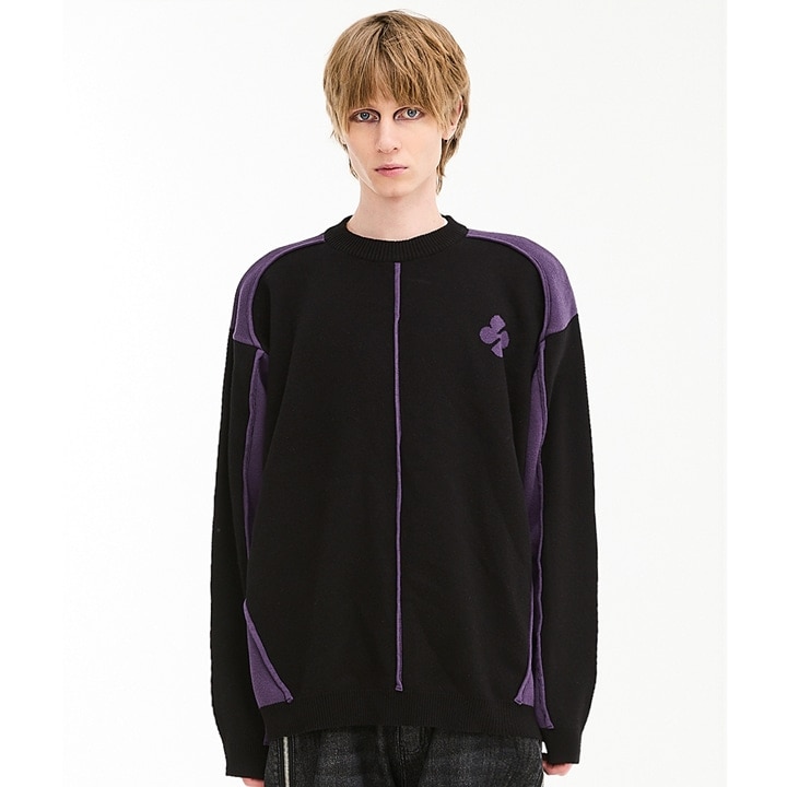 Piping line racing knit BLACK