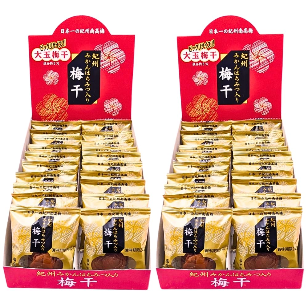 紀州みかんはちみつ入り梅干 大玉梅干 ビックリサイズ 紀州南高梅 塩分5％ 個包装 和歌山 紀州産 おやつ 高級 マルチョウフーズ (20粒入り2箱セット)