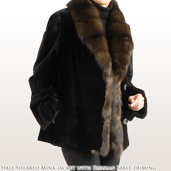 シェアードミンクジャケット ロシアン セーブル トリミングギフト (No.103135r)