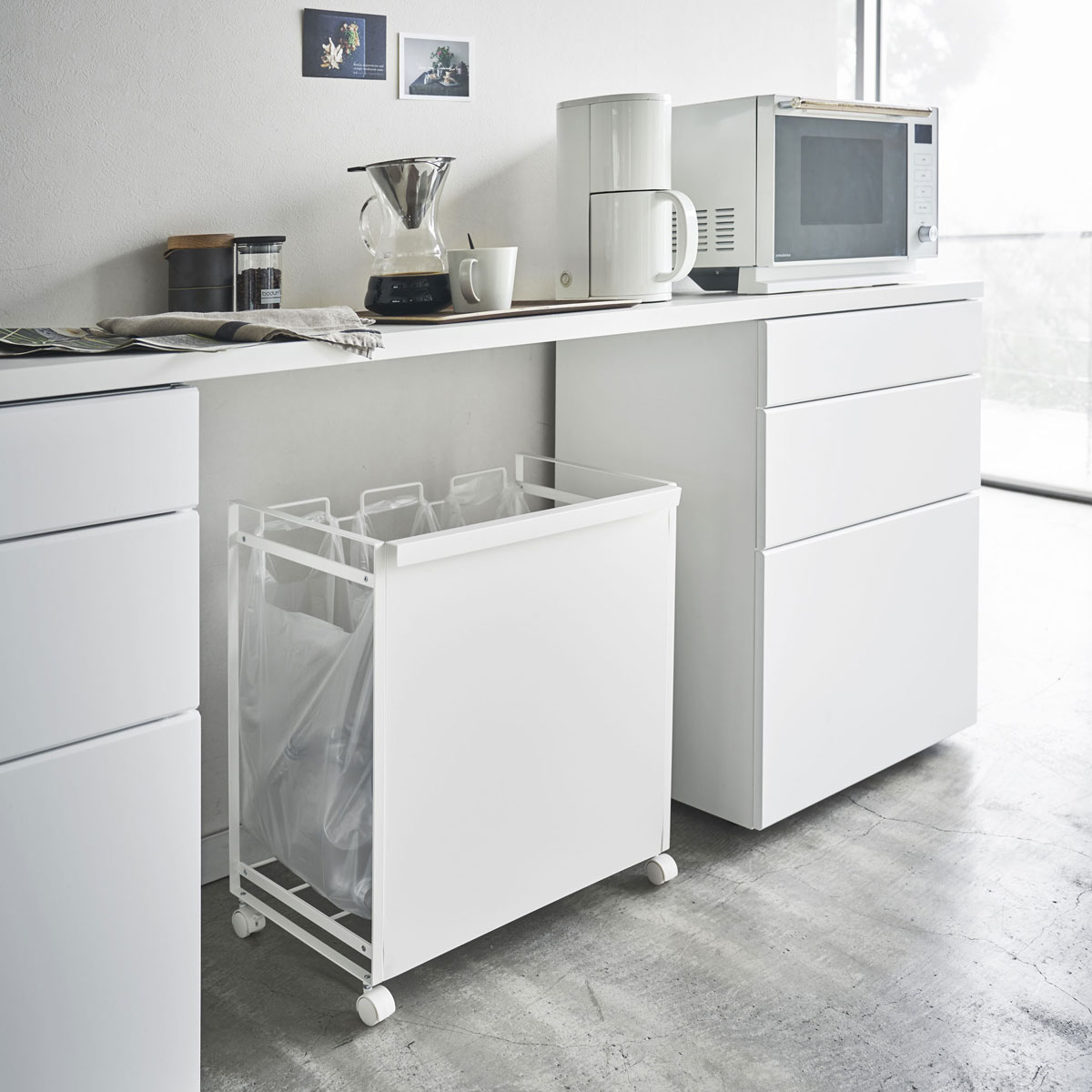 分別ゴミ箱 山崎実業 TOWER タワー 目隠し分別ダストワゴン 3分別 ホワイト