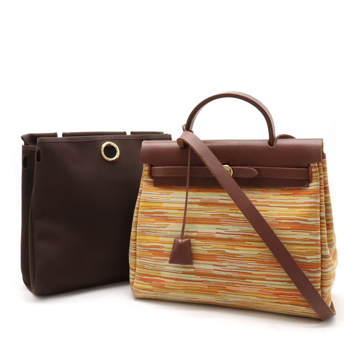 エールバッグPM ハンドバッグ 2WAY ショルダーバッグ ヴィブラート ビブラート レザー トワルオフィシエ オレンジ ブラウン F刻