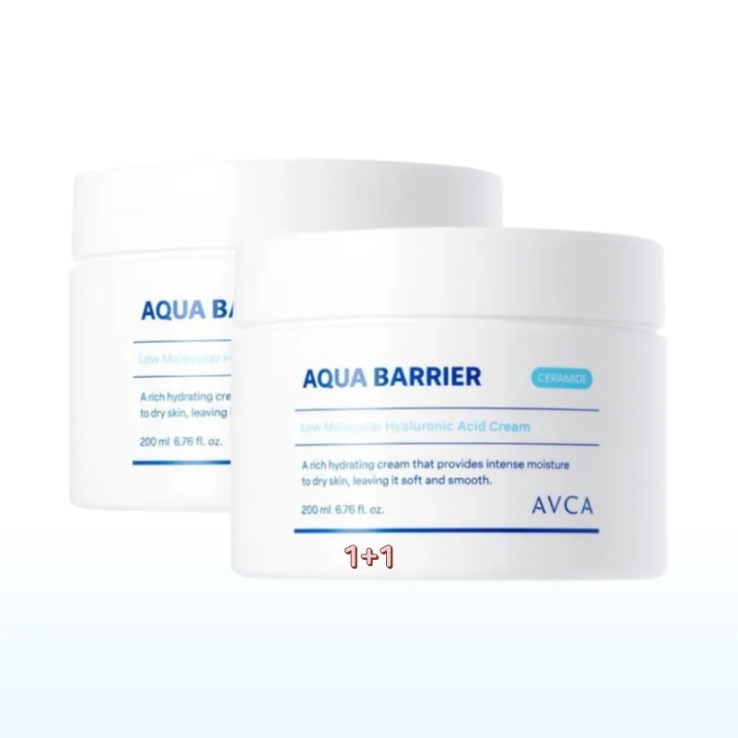 [1+1 水分集中 保湿クリーム 韓国人気] アクア バリア 低分子 ヒアルロン酸 フェイシャル 高水分 クリーム 200mlx2本 しっとりとした 肌バリアケア 長時間 水分保持力 脂性肌 使用可
