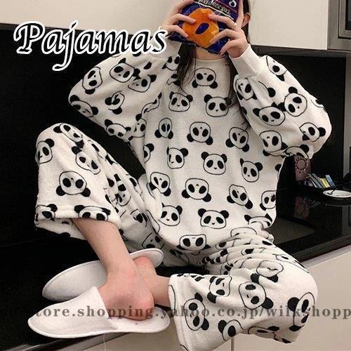 フランネル パンダ柄 パジャマ ウェア カットソー ワンマイルウェア シンプル レディース おしゃれ きれいめ かわいい 5,876円