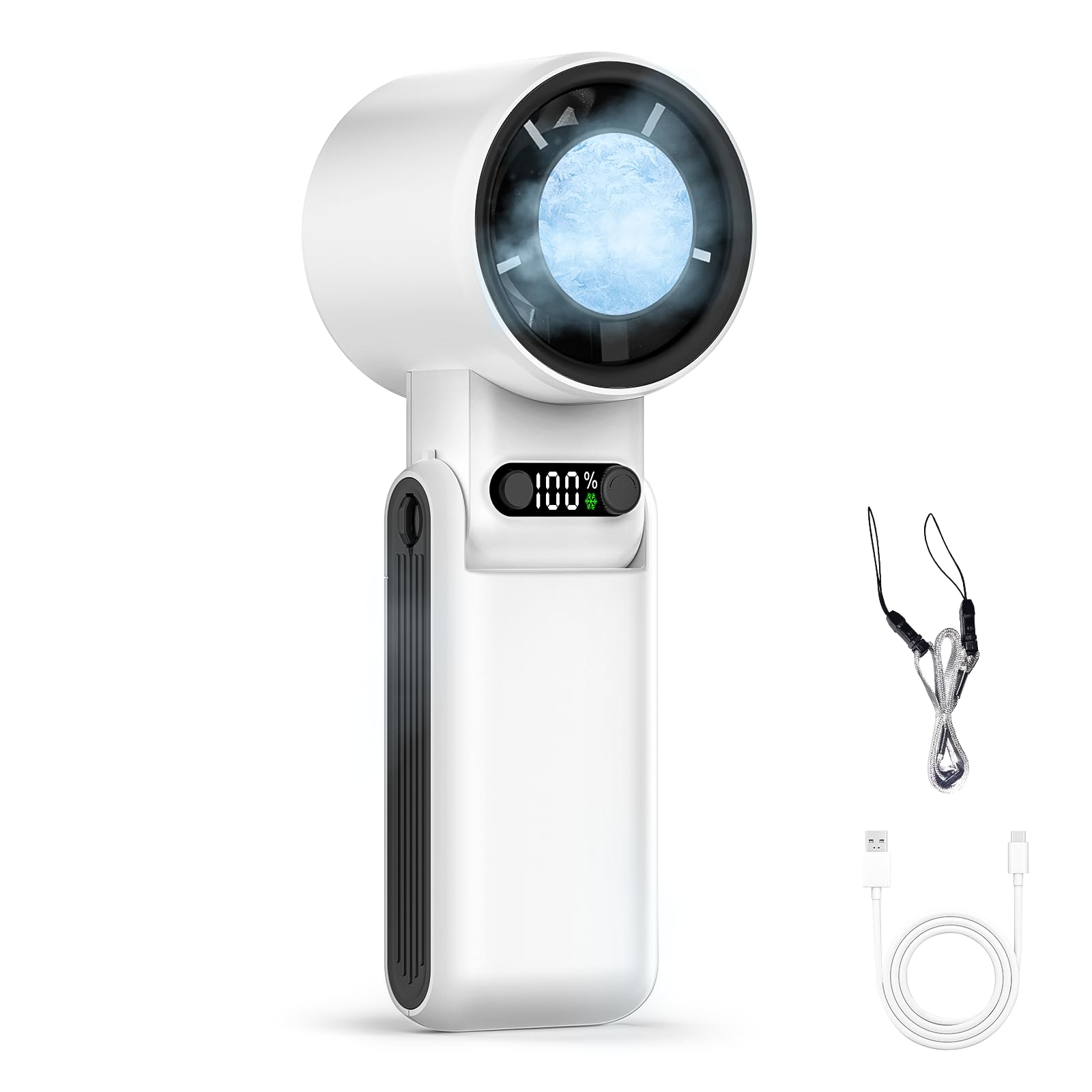 【猛暑退散・-20℃瞬時冷感】 ハンディファン 冷却プレート搭載 冷却ファン 手持ち扇風機 6000mAh 大容量 強力 静音 VORAGA 4in1 100段階風量調整 Type-C充電式 ケーブル