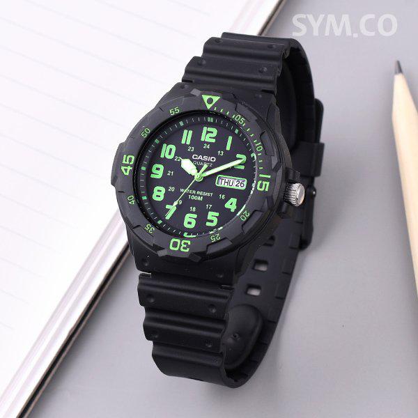 MRW-200H-3B ダイバールック 回転ベゼル デイデイト スポーツ メンズ ウレタン 時計 d