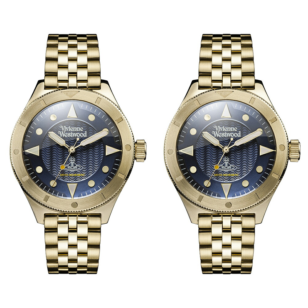 ペア収納BOX付き！ヴィヴィアン ウエストウッド 時計 ペアウォッチ 同じサイズセット シェア SMITHFIELD スミスフィールド ネイビー ゴールド ステンレス VV160NVGDVV160NV