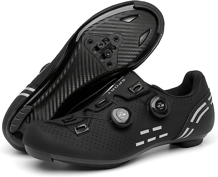 ロードシューズ ビンディング サイクル 靴 SPD SL LOOK 対応(ブラック, 24.0 cm)