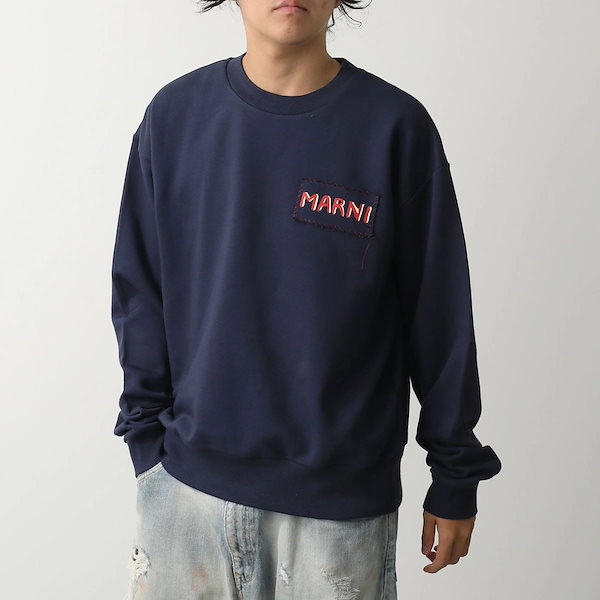 MARNI ブラック クルーネック スウェット　オーバーサイズ L Qoo10] マルニ MARNI マルニ スウェットシャツ F