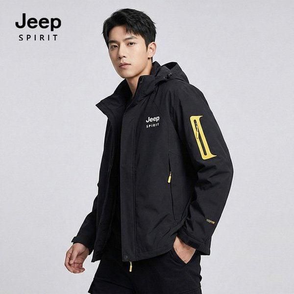 JEEP SPIRIT 共用カラー配色機能性ウインドブレーカー ブラック (JSFAJK186)