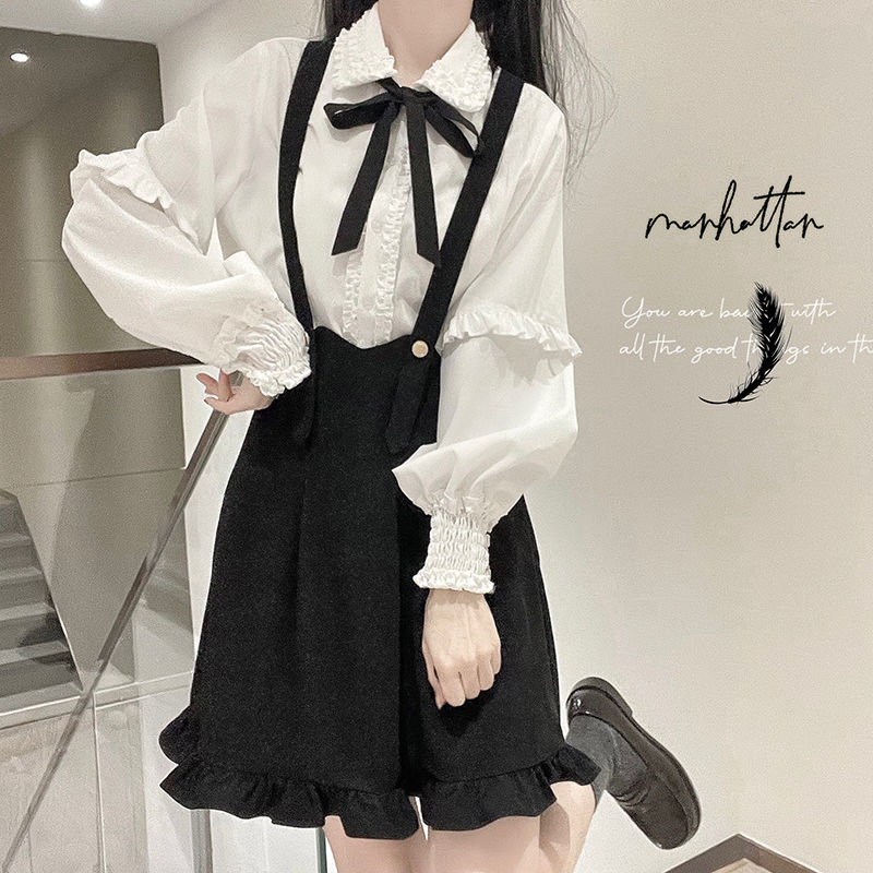 セットアップ制服 2024春夏新作制服サロペットスカートスーツ服シャツ2着ワンピース女 涼しく楽ちんセットアップ