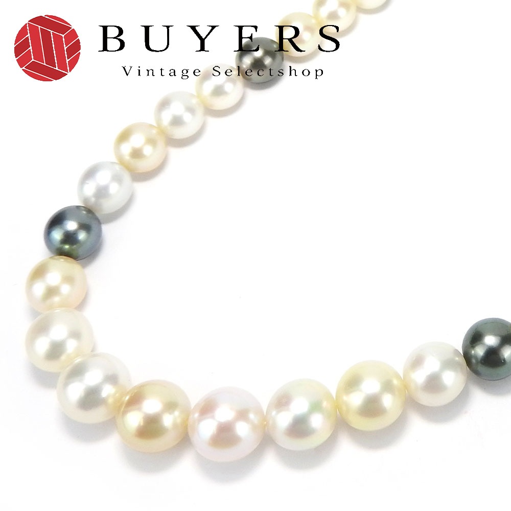 中古 ネックレス パール 南洋パール マルチカラー シルバー金具 8.3-11.6mm セミラウンド マルチ レディース 女性