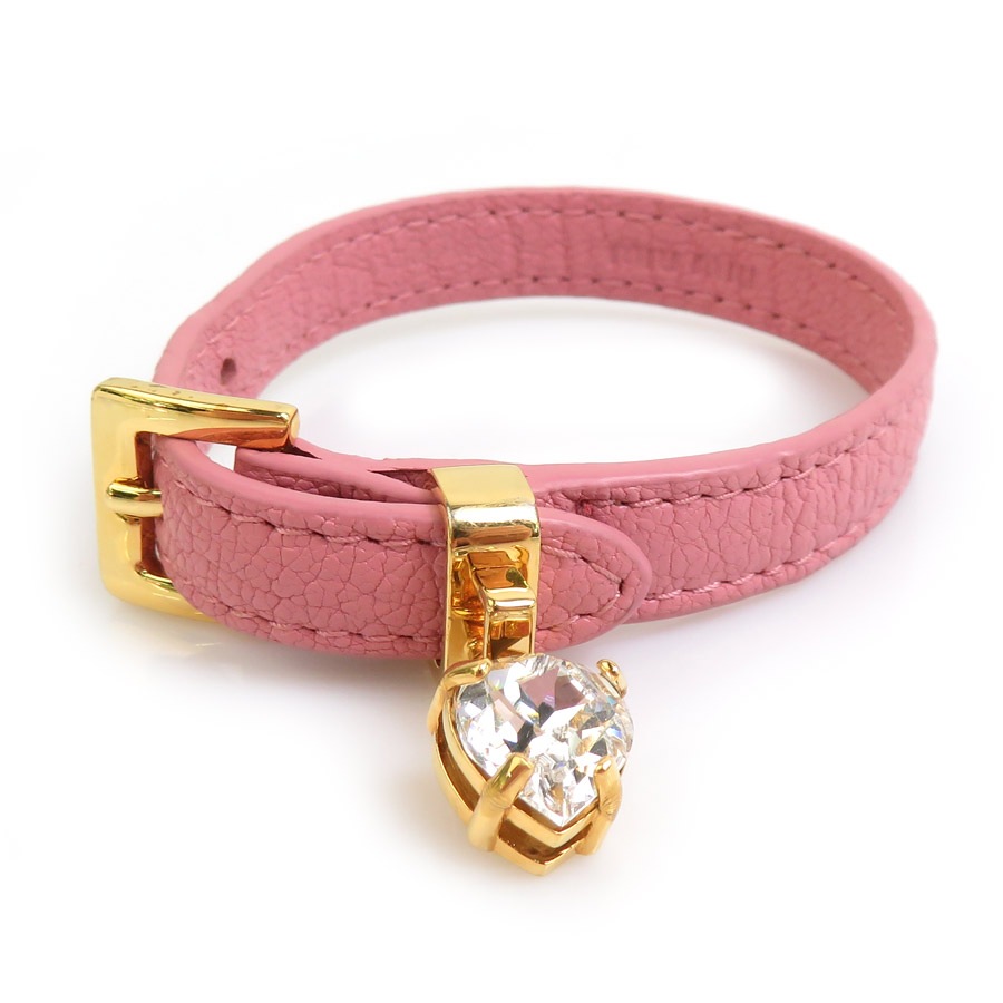 ミュウミュウ MIUMIU ブレスレット レザー/メタル ピンク レディース 56215a