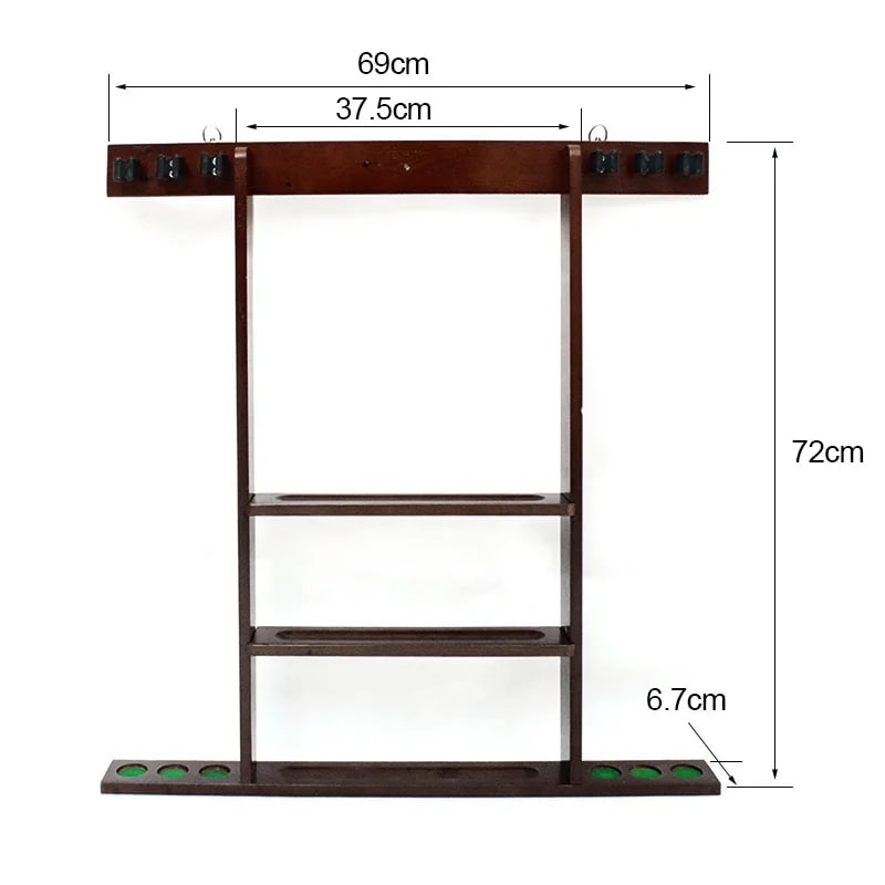 ソリッドウッドスヌーカークホルダーフレームウォールマウントラックリーヤードプールスティック